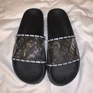 PINK/Victoria’s Secret Clear and Black Slides